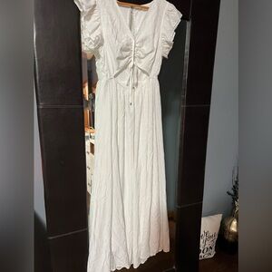 White Maxi Dress w/ Keyhole & Corset Back